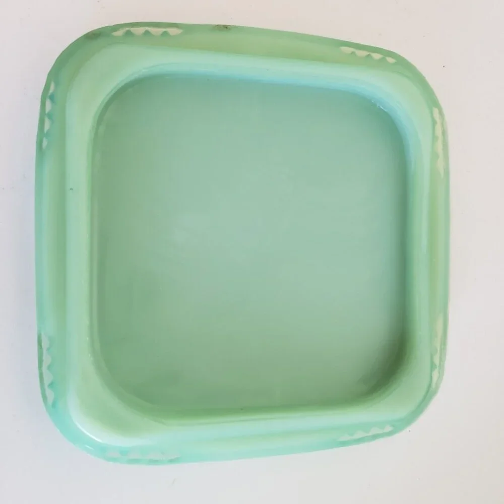 Vintage Fantasy Jadeite Green Canister With Lid 7” Cottage Core Grandma Core